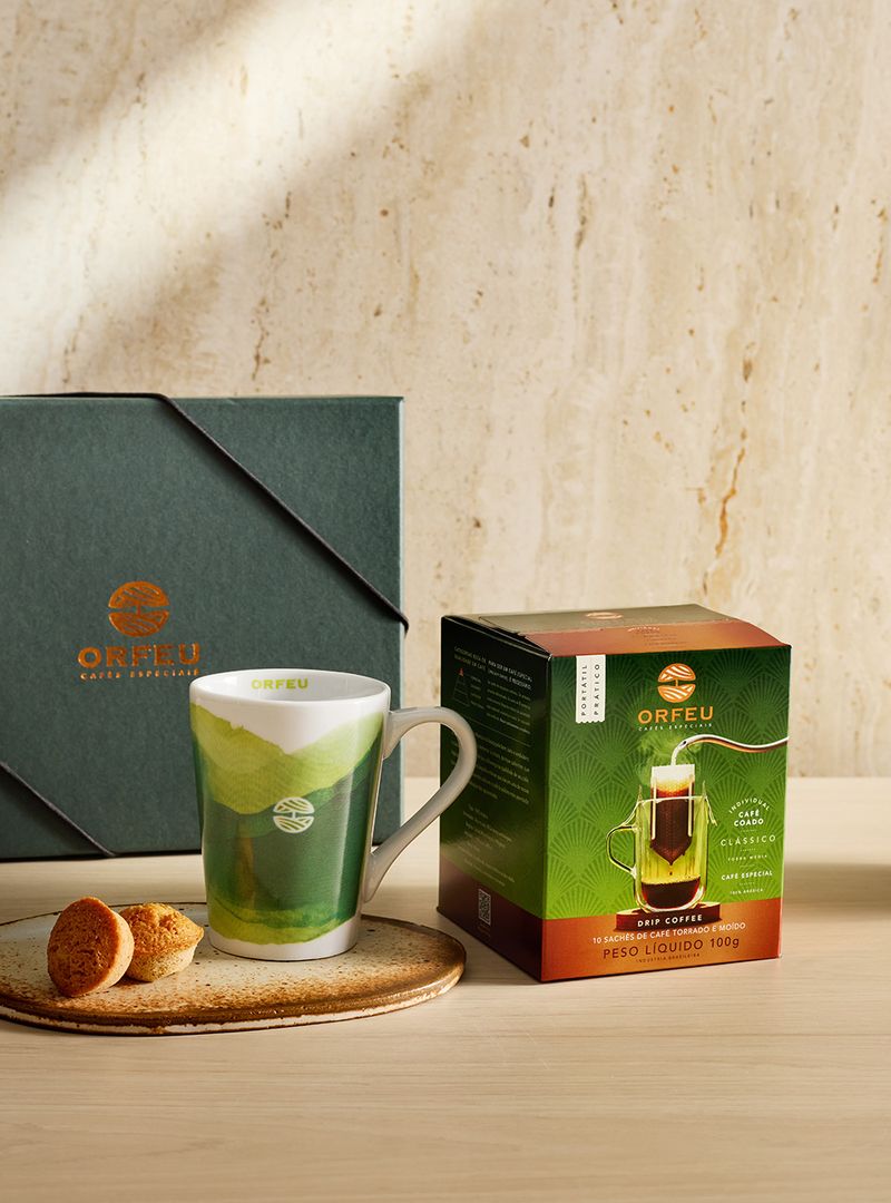 Kit Drip Coffee Clássico e Caneca Verde Orfeu