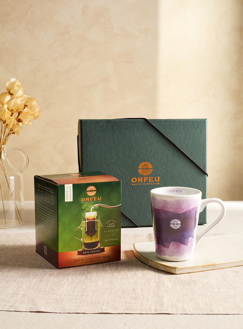 Kit Drip Coffee Clássico e Caneca Roxa Orfeu